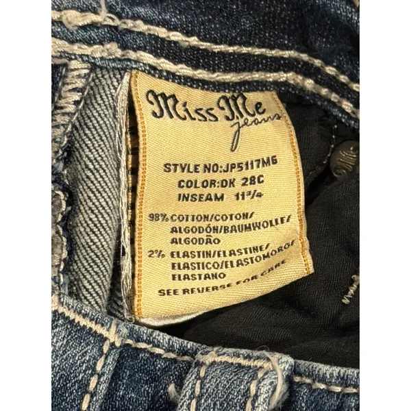 Miss Me Angel‎ Wings Cross Bling Distressed Denim Low Rise Y2K Bermuda Shorts 25 - Image 11