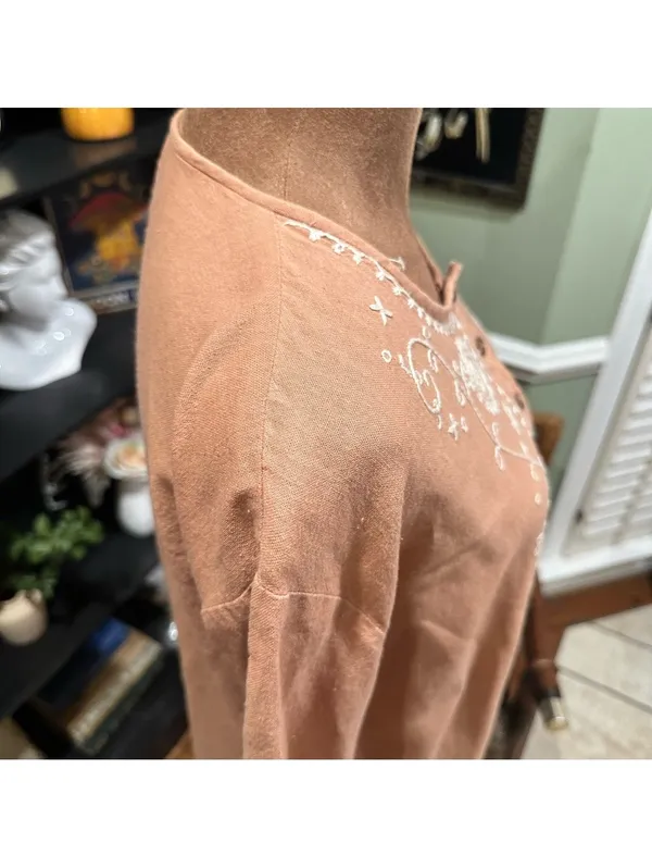 Bird Thai Artisan Embroidered Boho Tunic – 100% Cotton – Size L - Image 6