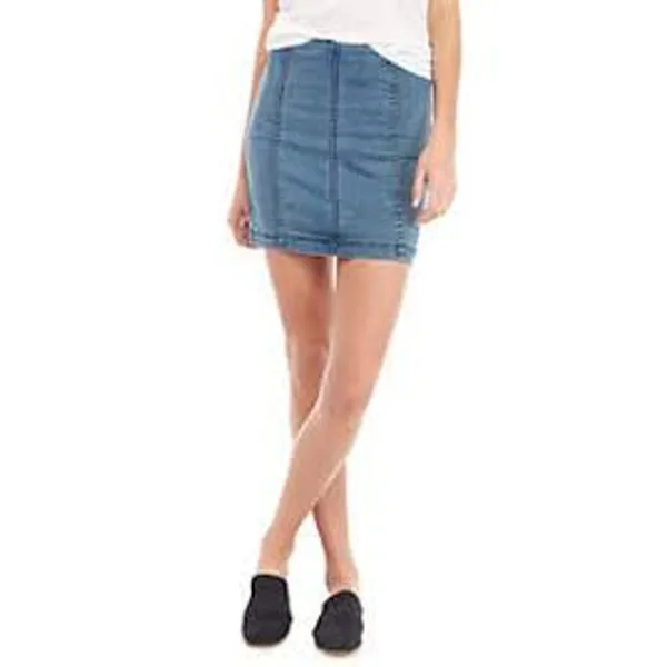 FREE PEOPLE Modern Femme Denim Mini Jeans Skirt Size 2 Stretchy - Image 7