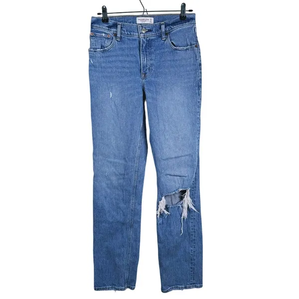 Abercrombie & Fitch 90s Straight Low Rise Distressed Jeans Size 27 Tall (4L) - Image 2