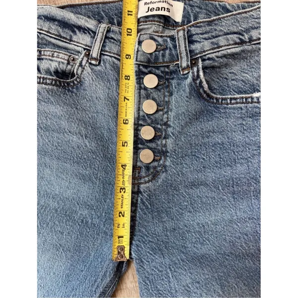 Reformation Liza Button Fly High Rise Straight Jeans Malta Medium Wash Size 23 - Image 13