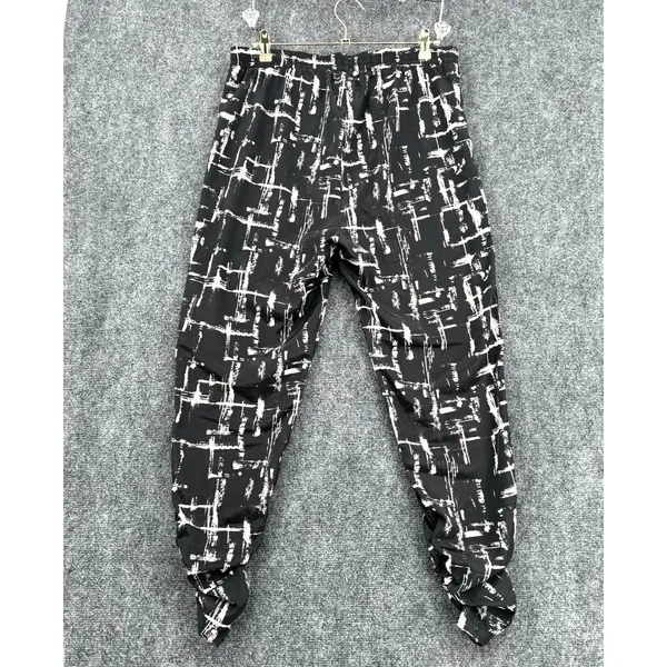 Vintage Y2K Wet Seal Ruched Ankle Pants Black White Pull Up Emo Grunge Punk Sz L - Image 2