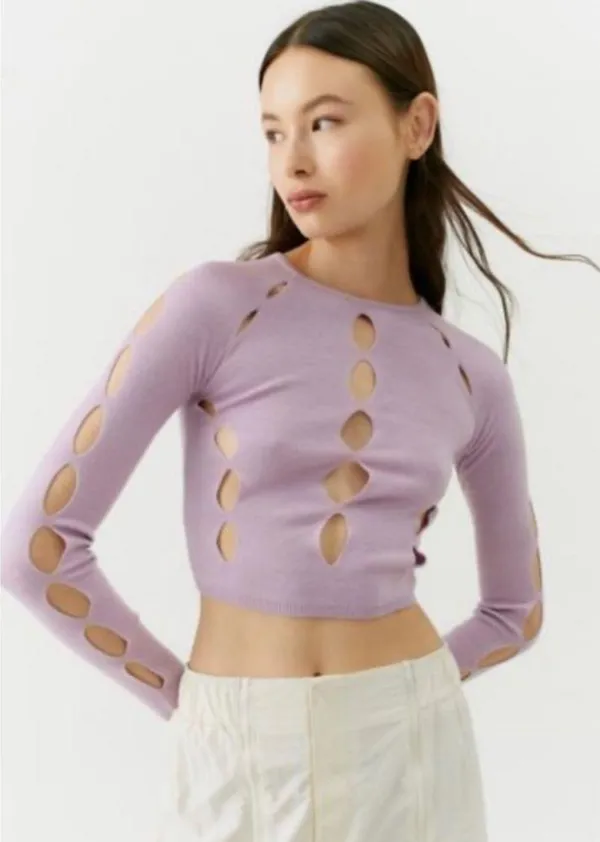 Urban Outfitters Ulla Cut Out Sweater Cream Size Medium - Image 3