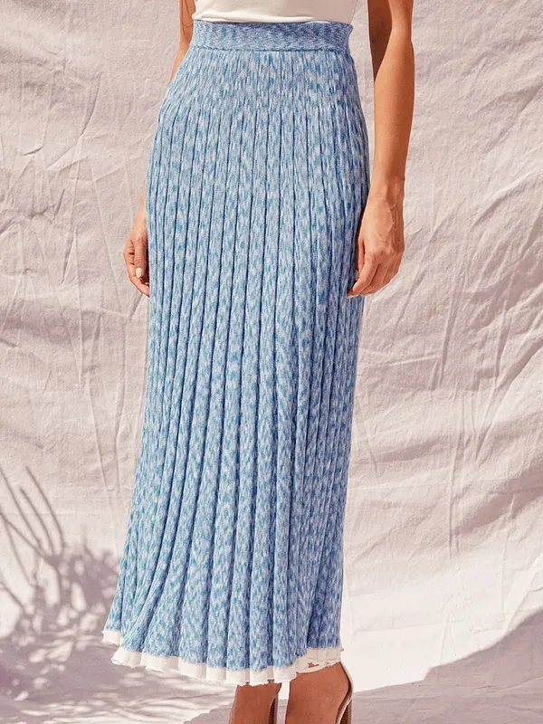Free People Gold Coast Knit Maxi Skirt Bottled Blue Size XS - Image 4