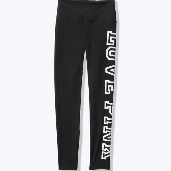 NWOT PINK Victoria’s Secret Black High Rise Leggings Silver Logo Sz XXL RARE - Image 9