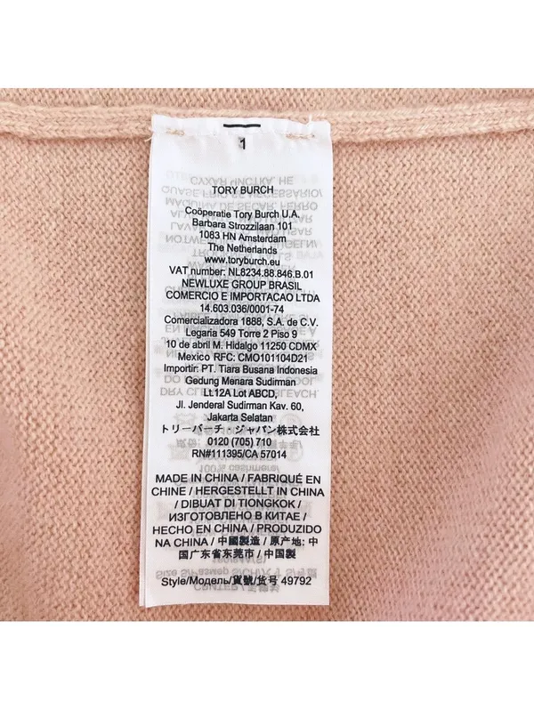 Tory Burch Pale Pink 100% Cashmere Crewneck Sweater Size Small Luxury Minimalist - Image 5