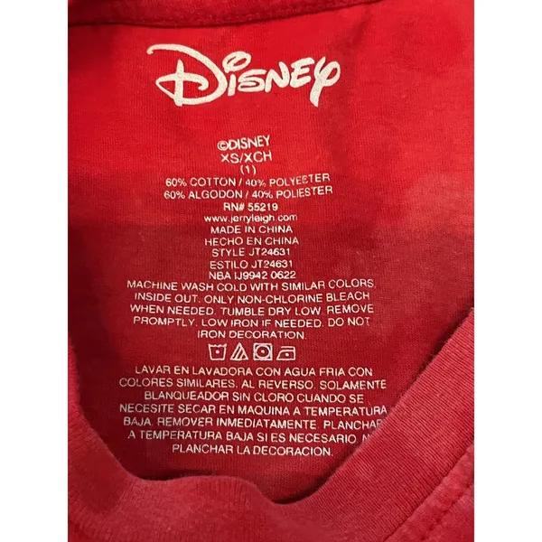 Disney Shirt Juniors XS Red Minnie Mouse Graphic Tie Dye Cropped Tee Top - Image 5
