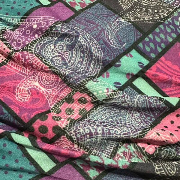 Akitai Boho Bandeau Headband - Geo Pink and Paisleys Pattern - #1036 - Image 2