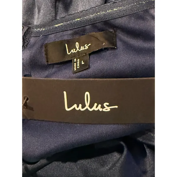 NWT Lulus Memorable Entrance Strapless Satin Pleated Maxi Dress L Dark Blue - Image 9