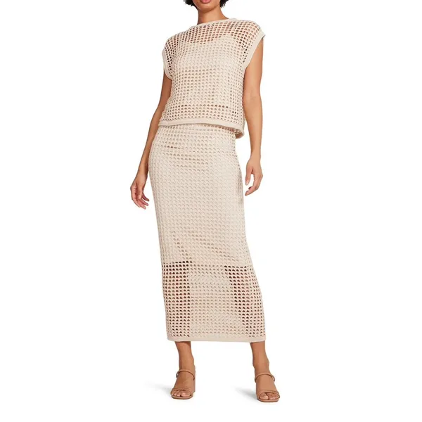 Steve Madden Womens Interior Lining Elastic Waist Crochet Skirt Beige Size M - Image 3