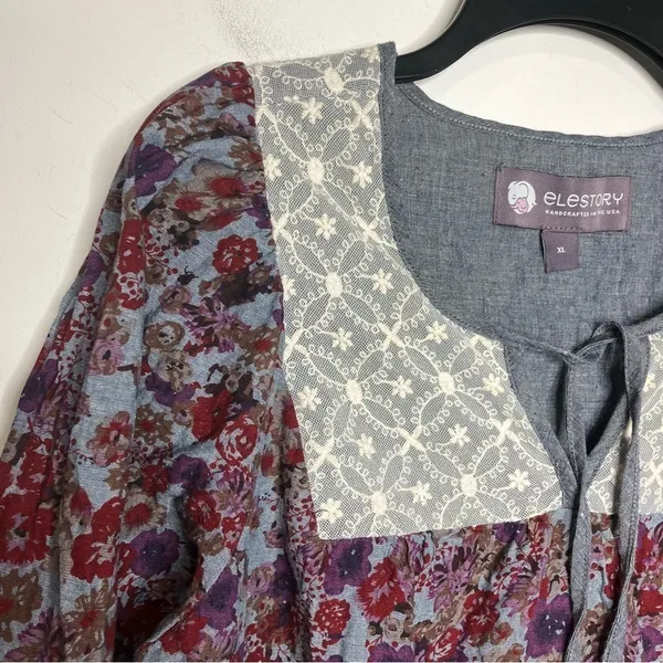 Elestory 100% cotton peasant dress floral pattern‎ size XL - Image 4