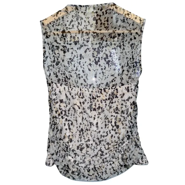 NWT Abercrombie & Fitch White Black Floral Mesh Ruched Sleeveless Blouse Size M - Image 3