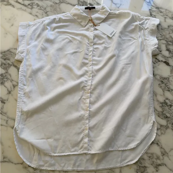 NWT QUINCE Women's White Button-Up Vintage Wash Tencel Camp Shirt Sz XS - Image 3