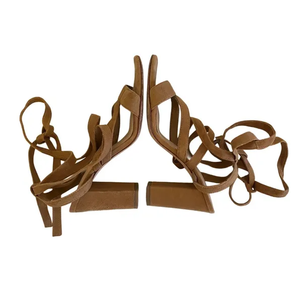 Antonio Melani Cognac Suede Lace Up Block Heeled Sandals‎ 6.5 - Image 12