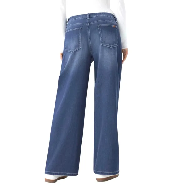 HALARA Flex Women’s Baggy Wide Leg Blue Denim Stretch Jeans - Image 2