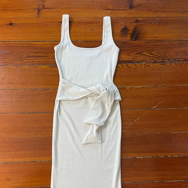 Lena Ribbed Bodycon Tie Waist Midi Tank Dress Sz S 💚🎀 - Image 7