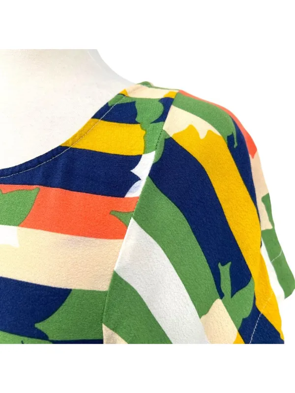 Maeve Anthropologie Mila Stripe Top Green Blue Yellow Geometric Size Small - Image 4