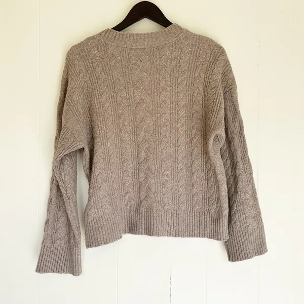 NOISY MAY Cable Knit Sweater Brown Medium - Image 6