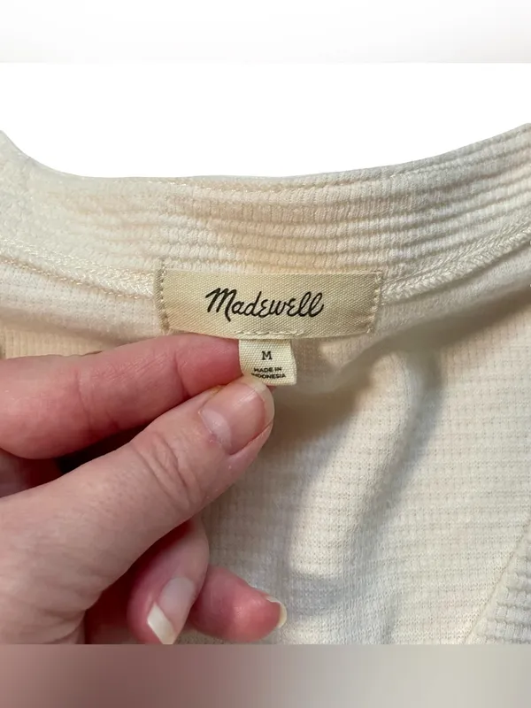 Madewell Ivory Textured Button Front Cardigan Sweater - Image 3