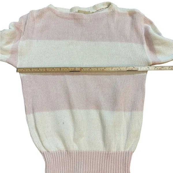 J. Crew Cream & Pink Crew Neck Sweater Sz S Vintage‎ - Image 5