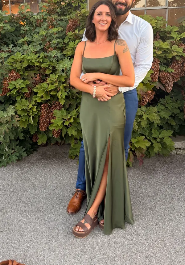 Birdy Grey Olive Satin Mai Dress - Image 3