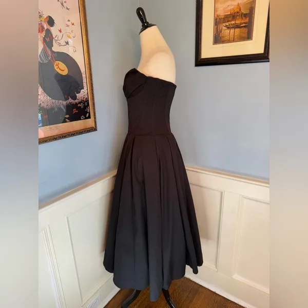 House of CB Lady Strapless Midi Dress in Black sz L - Image 5