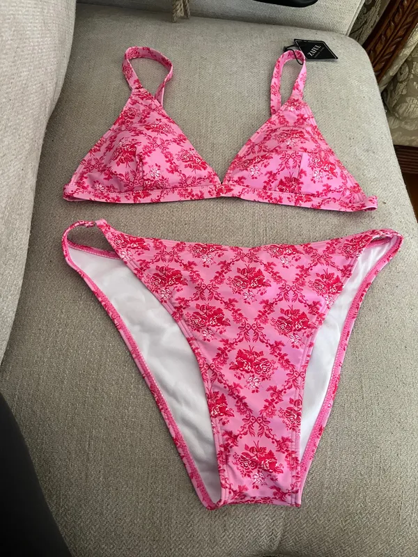 Zaful the Store GORGLITTER Women's Floral Paisley Swimsuit High Cut Thong Triangle Ring Bikini Sets Bathing - Image 6