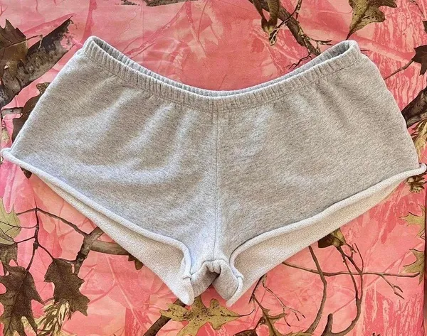 grey cotton mini shorts - Image 2