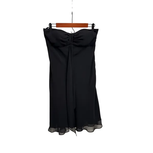 White House Black Market Black Tie Chiffon Strapless Cocktail Dress Size 6 - Image 2