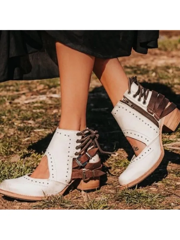 Freebird By Steven Desert Leather Buckle Cutout Studded Ankle Boots Size 10 - Image 5
