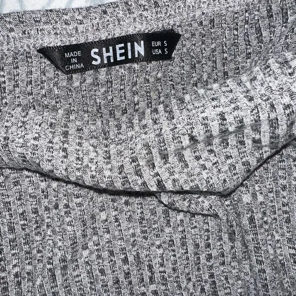 SheIn Grey knit sweater crop top off shoulder size S - Image 2