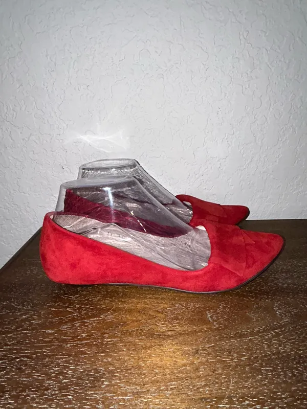 J.Jill Suede Leather Slip On Point Toe Kitten Heel Flat Shoes Size 7.5 Color Red Suede Leather Slip On Point Toe Kitten Heel Gently loved condition - Image 3