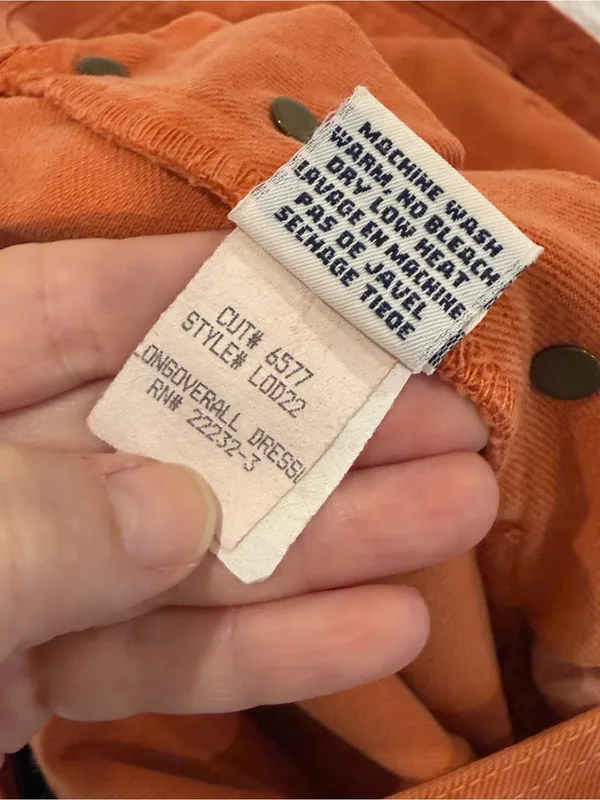 For Joseph XS Orange Overall Maxi Dress Pinafore Jumper Vintage Style Made USA - Image 9