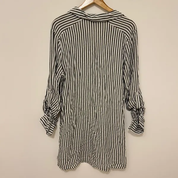 Lucky Brand Button Down Shirt Tunic Dress Size Large Striped Boho Beach Cover Up - Image 6