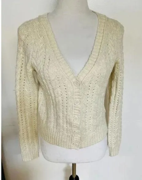 American Eagle Cream Cardigan Sweater - Image 2