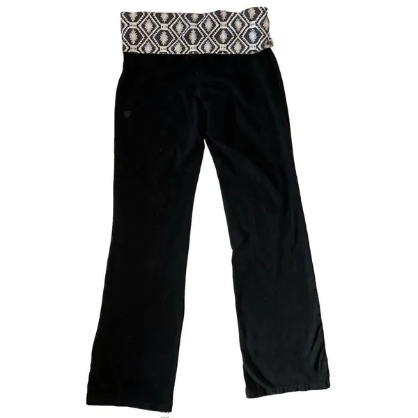 Victoria's Secret PINK Fold Over Waist Flare Yoga Pants Aztec Print‎ Size L - Image 2