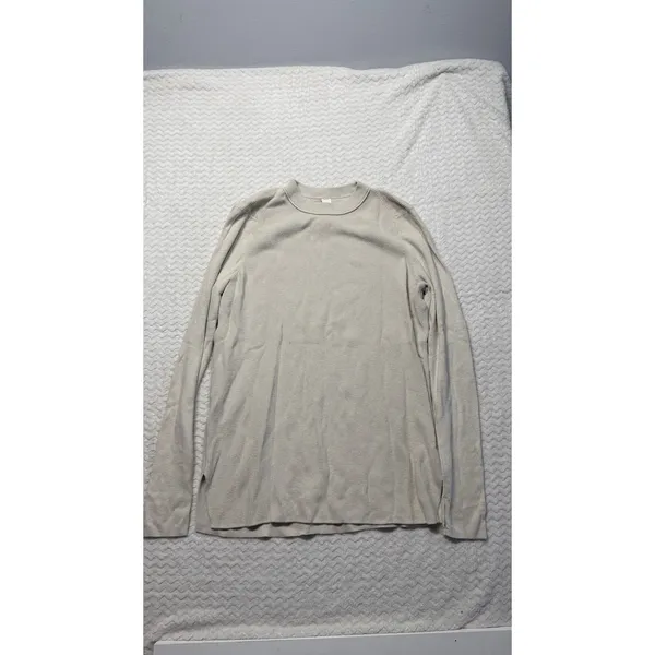 Lululemon Take It All Cotton-Blend Ribbed Sweater Beige LW3HJCS Size M - Image 2