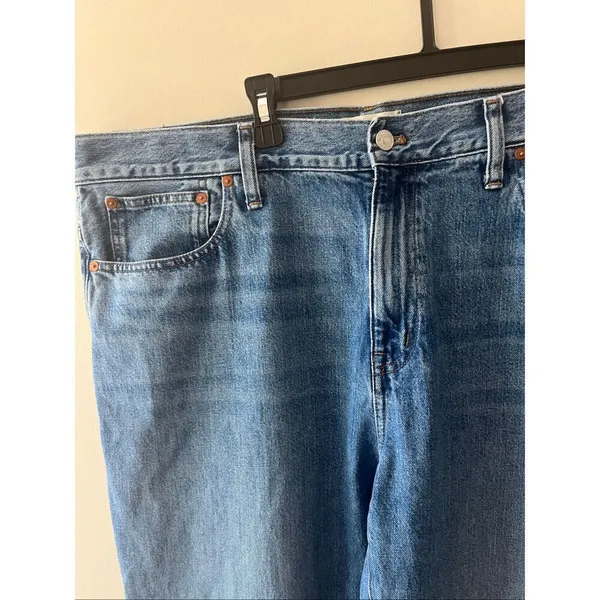 Madewell The Rail Straight Leg Jeans Womens Size 33 Large Raw Hem Medium Wash - Image 4
