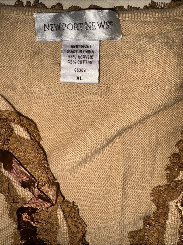 Newport News Tan Ruffle-Trim Cardigan - Image 2