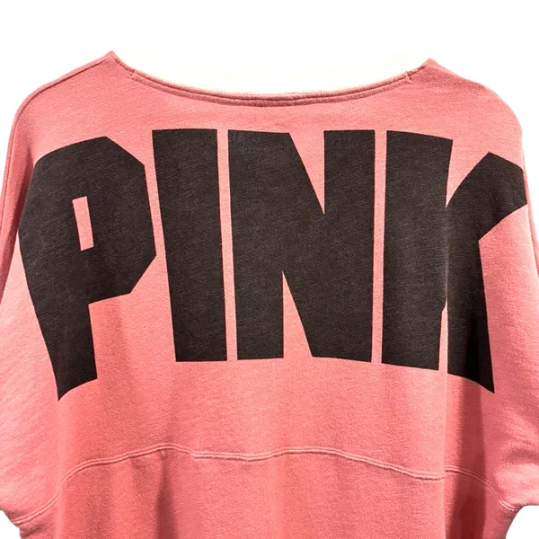 Victoria's Secret PINK Varsity V-Neck Long Sleeve Oversized Cozy Sweatshirt, M - Image 3