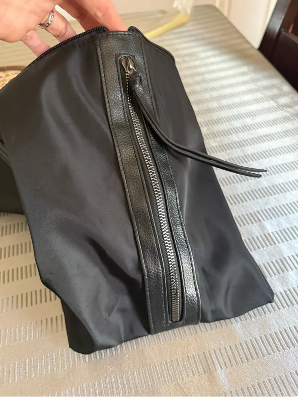 Botkier New York Bond Black Nylon Tote Bag Leather Trim Side Zip Detail - Image 6