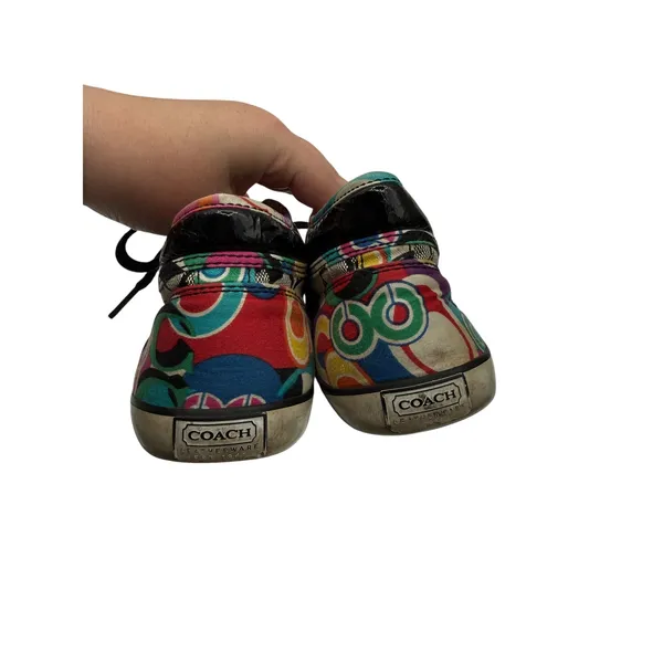 Coach Zoe Poppy Signature High‎ Top Sneakers 7B Black Gray Multi Monogram Y2K - Image 11