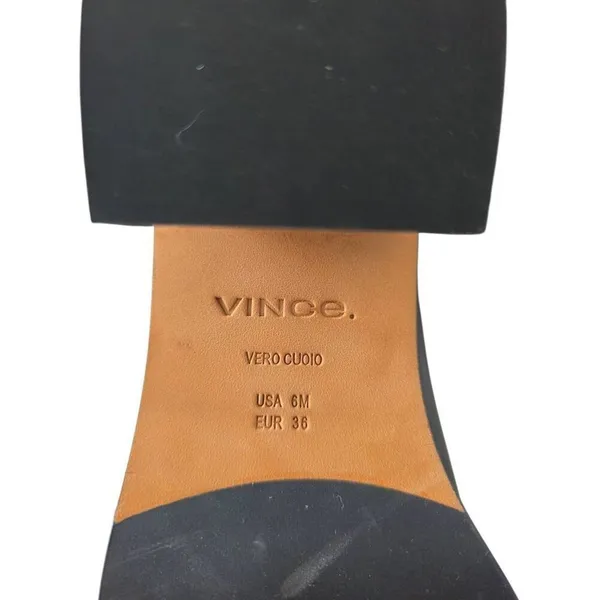 Vince Leather Tall Boots Black Block Heel Size 6 Almond‎ Toe NEW - Image 7