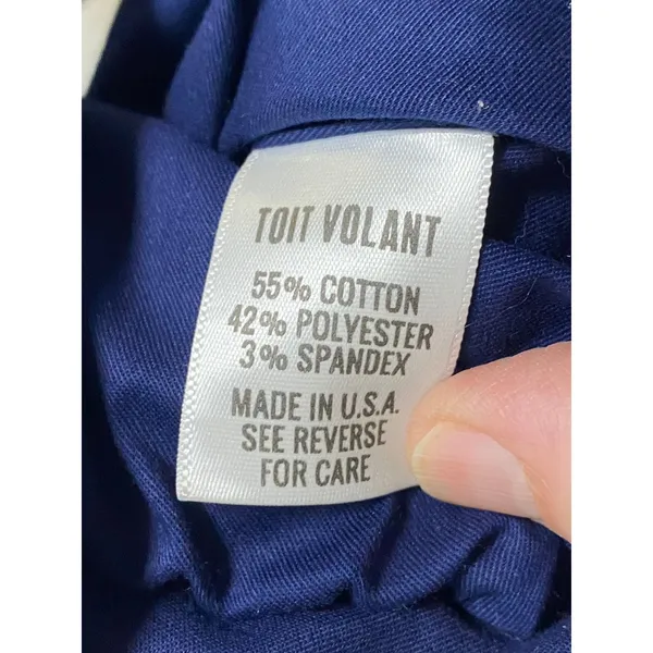 Toit‎ Volant Navy Open Back Peplum Blouse Bell Sleeve Top M USA - Image 6
