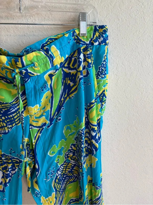 Lilly Pulitzer Turquoise Blue Palazzo Pants Size Large - Image 4