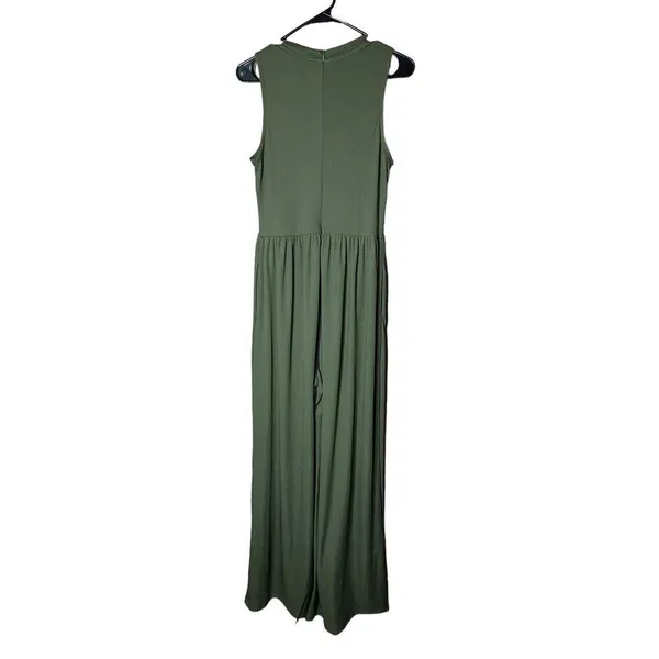 Cider‎ Solid Green Sleeveless Wide Leg Jumpsuit - Image 7
