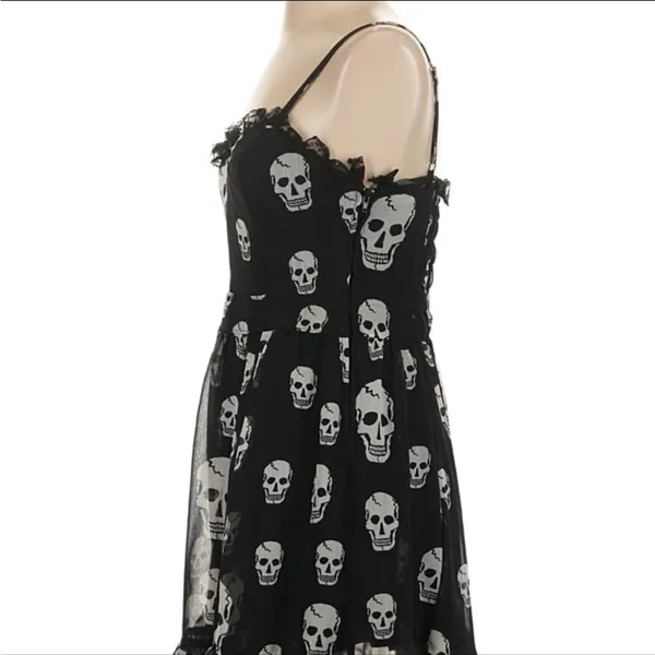 Royal Bones Black Dress with Skull Print - Image 4