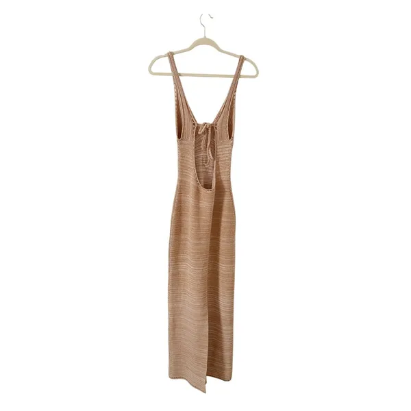 Torn by Ronny Kobo Darcey Snowy Knit Crochet Dress in Lark and White Medium - Image 4