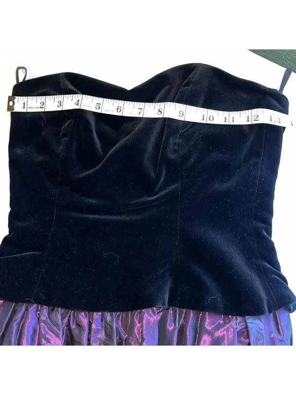 Vintage Semi Formal Laura Ashley 90s 80s Velvet Strapless Ball Gown - Image 10