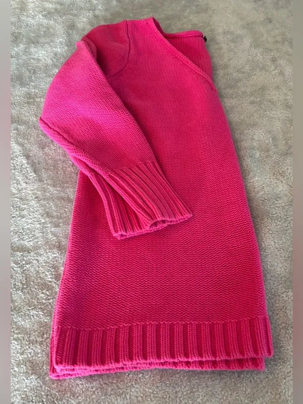 Women’s Long Sleeve V-Neck Pink Sweater Size Large 100% Cotton - Image 7